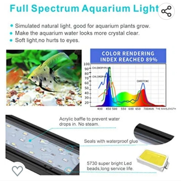 LED aquarium light by Hygger, extendable, modle HG-918, size 14W, new - Picture 3 of 10